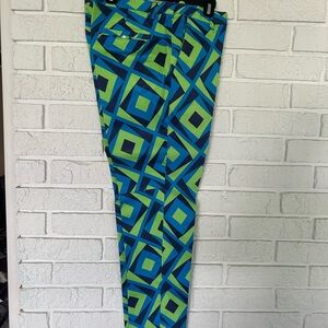 Loudmouth Geometric Patterned Golf Pants in Blue and Green